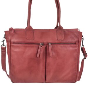 Bear Design Shopper Damen Leder Notebookfach Binni rot | Callisto Pelle