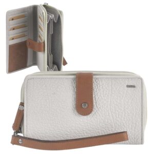 Portemonnaie Leder 18x10cm mit 14 Kartenfächern "Eva" pebble weiß Berba 121-920