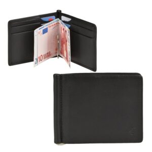 Geldbörse Herren Dollarclip flach RFID 6 Kartenfächer Logo – Leder schwarz - Esquire. Die elegante Geldklammer ohne Münzfach für maximale Ordnung und