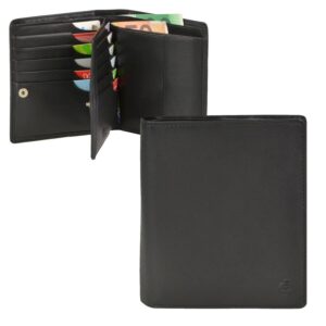 Geldbörse Herren 16 Kartenfächer RFID Schutz | Leder schwarz | Esquire Portemonnaie für Männer mit Münzfach 0476-10