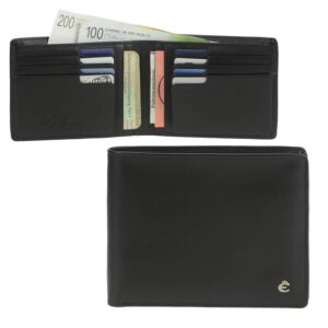 Geldbörse Herren 16 Kartenfächer RFID ohne Münzfach | Leder schwarz | Esquire. Die flache Lösung für perfekte Kartenorganisation und Datensicherheit.