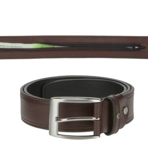 Tresorgürtel Leder 4cm Safegürtel Bundweite 95cm braun