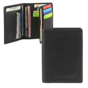 Ausweisetui Leder RFID-Schutz schwarz 9x12cm | Greenburry Vintage Kartenetui mit 11 Fächern. Sicherer Organizer für Kreditkarten und Ausweise.