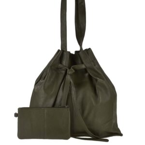 Beuteltasche Leder oliv inkl. Bag-in-Bag | Greenburry Eva Nappaleder Schultertasche. Trendige Damentasche aus weichem Leder für Alltag und Shopping.