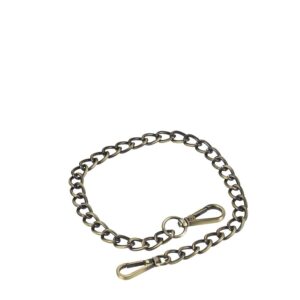 Börsenkette Metall messingfarben 38cm | Greenburry Vintage Sicherheitskette für Ledergeldbörsen. Antik-Look Gliederkette mit zwei Karabinern.