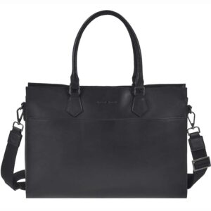 Business-Shopper mit Notebookfach aus Leder in schwarz Format A4 | Greenburry. Elegante Damen-Arbeitstasche Pure Black für das Büro und den Alltag.