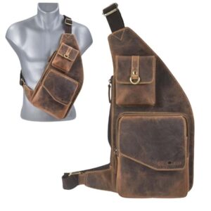 Crossbody Bag Herren Leder Vintage Slingbag antikbraun | Greenburry Umhängetasche Brusttasche Männer Damen 1559-25