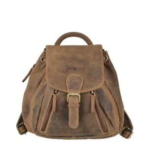 Schlanker Damen-Rucksack aus Leder mit praktischem Kartenfach | Greenburry Vintage. Strukturierte Aufteilung für Ihren perfekt geordneten Alltag.