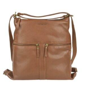 Damen Rucksack-Tasche 2-in-1 Funktion 34x37cm Leder nougat braun | Greenburry Flexible Handtasche und Rucksack für den optimal strukturierten Alltag 2
