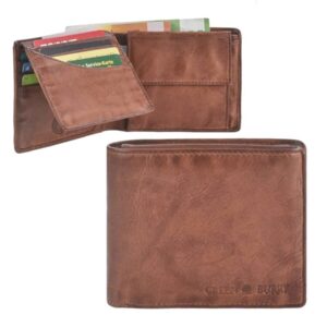 Geldbörse Leder chestnut Querformat | Greenburry Vintage Washed Portemonnaie mit Sichtfenster. Strukturierter Organizer mit 7 Kartenfächern.