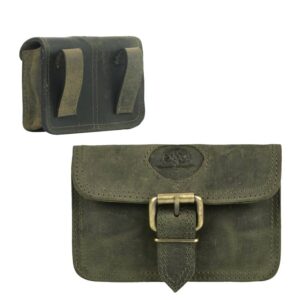 Greenburry Gürteltasche Herren Damen Querformat 14x9cm Leder oliv. Ein sicherer und kompakter Organizer für Ihre Wertsachen bei Outdoor-Aktivitäten.