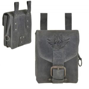 Greenburry Gürteltasche Herren extra lange Schlaufen 15x19cm Leder grau. Ein robuster Organizer für Biker mit sicherem Rollenschloss für unterwegs.