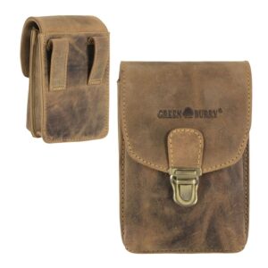 Greenburry Gürteltasche Herren Hochformat 11x17cm Leder antikbraun. Ein kompakter Organizer mit sicherem Steckschloss für Reisen und Freizeitaktivität