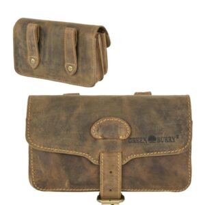 Gürteltasche Herren XL 2 Hauptfächer 16x9cm Leder antikbrau | Greenburry - ein sicherer und körpernaher Organizer für Ihr Smartphone auf Reisen.
