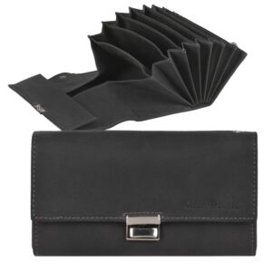 Kellnerportemonnaie Leder schwarz Damen Herren Kellnerbörse Portemonnaie 7 Scheinfächer | Greenburry Vintage Black 1785-BL-20