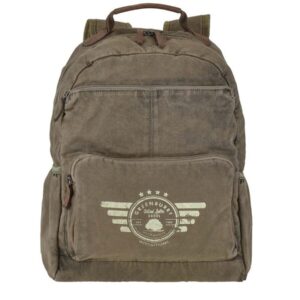 Robuster Rucksack aus Canvas in khaki für A4-Ordner im Alltag | Greenburry Aviator. Die strukturierte Fächeraufteilung für Ihren Ausflug heute.