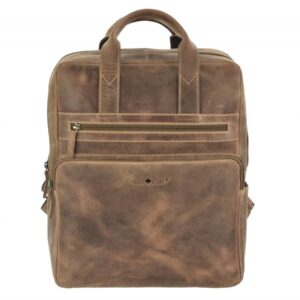 Großer Lederrucksack im Format A4 mit gepolstertem Laptopfach | Greenburry Vintage. Strukturierte Fächeraufteilung für Ihren Business-Alltag.