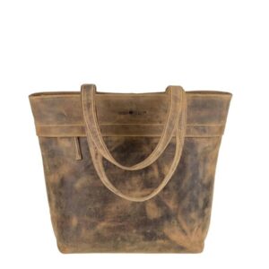 Shopper Leder A4 antikbraun 39x31cm | Greenburry Vintage Schultertasche mit langen Schlaufen für Damen. Große Handtasche für Büro und Stadtbummel.
