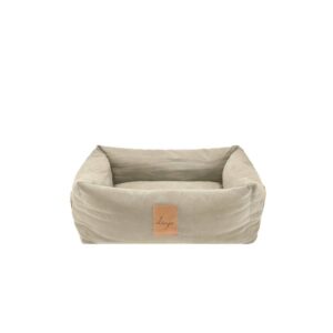 Denjo Dogs Hundebett Vintage Canvas mit Lederdetails im Landhausstil, Bezug waschbar, erhöhter Rand (S) 60x45cm "Classic Nest" sand beige