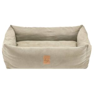 Denjo Dogs Hundebett Vintage Canvas mit Lederdetails im Landhausstil, Bezug waschbar, erhöhter Rand (XL) 100x85cm "Classic Nest" sand beige
