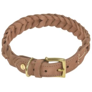 DENJO DOGS Leder-Halsband Stockholm XL 45-53cm geflochtenes Hundehalsband braun