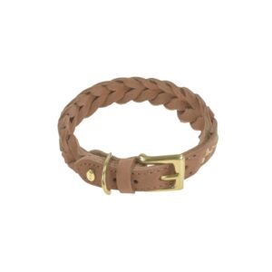 DENJO DOGS Leder-Halsband Stockholm XS 28-32cm geflochtenes Hundehalsband braun