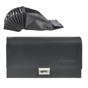 Kellnerbörse 8 Scheinfächer Leder schwarz 19x10cm | Kloehn Profi Kellnergeldbeutel mit Leiterschloss und Zahlteller für Gastronomie und Servicepersona