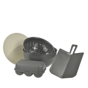 Küchenhelfer-Set 5-teilig platzsparend & robust Kunststoff ash grey 22x21cm | Koziol Aarhus Organizer für Camper und kleine Van-Küchen Zubehör.