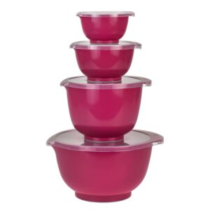 Rührschüssel Set 4-teilig platzsparend stapelbar Durostima 4 Größen in pink | Rosti Backschüsseln mikrowellengeeignet für die moderne Vorratshaltung.