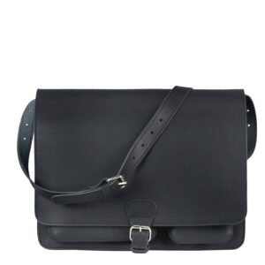 Umhängetasche Leder 40x30cm mit 2 Fächern "Classic" schwarz 2537-11 Ruitertassen