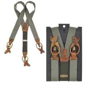 Sir Redman Hosenträger Herren zum Knöpfen und Clippen Vintage Look WORK – lindgrün. Die frische Wahl für authentischen Halt und Flexibilität.