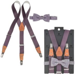 Sir Redman Hosenträger Jungen Set mit Fliege Kids Lilac Mayson 25mm. Frische Flieder-Farbtöne für festliche Frühlings- und Sommerfeste.