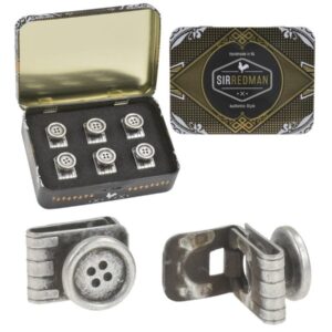 Sir Redman Knopfclips kein Annähen notwendig 6er Set Metall old silver. Die praktische Lösung zum schnellen Befestigen von Hosenträgern am Hosenbund.