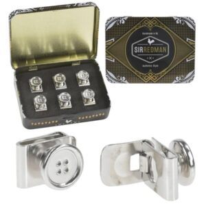 Sir Redman Knopfclips kein Annähen notwendig 6er Set Metall silver. Die praktische Lösung zum schnellen Befestigen von Hosenträgern am Hosenbund.