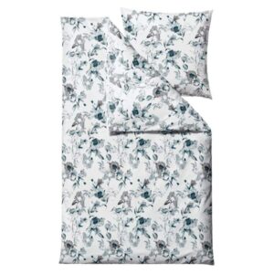 Satin-Bettwäsche aus Baumwolle in türkisblau | Södahl Flower Burst. Das strukturierte Schlafzimmer-Zubehör für Ihren geordneten Alltag.