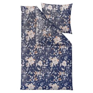 Bio-Satin-Bettwäsche aus Baumwolle in dunkelblau | Södahl Garden Bloom II. Das strukturierte Schlafzimmer-Zubehör für Ihren geordneten Alltag.