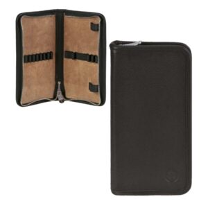 Federmäppchen 10 Stiftschlaufen Leder schwarz 19x10cm | Sonnenleder Novalis. Der elegante Organizer für Ihre Business-Schreibgeräte.