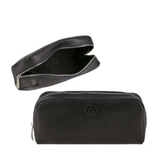 Kosmetiktasche klein handlich Leder schwarz 19x8cm | Sonnenleder Faschina. Ein kompakter Organizer für Kosmetik und Kleinteile in Ihrer Handtasche.