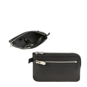 Schlüsseletui 2 Schlüsselringe Leder schwarz 12x7cm | Sonnenleder Mozart C. Ein funktionaler Organizer für Schlüssel und Münzgeld im Alltag.