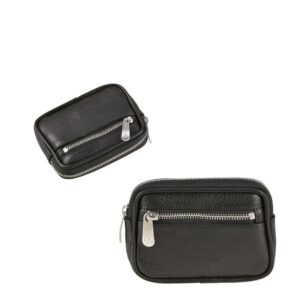 Schlüsseletui XL 2 Schlüsselringe Leder schwarz 12x9cm | Sonnenleder Chopin. Ein geräumiger Organizer für Ihre Schlüssel und Kleingeld im Alltag.