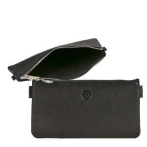Stiftemäppchen flach Leder schwarz 19x6cm | Sonnenleder Schreibetui. Kompakter Organizer aus echtem Leder für eine strukturierte Aufbewahrung im Büro.
