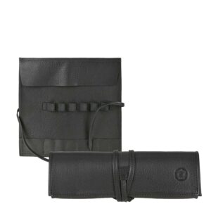 Stiftrolle 6 Stiftschlaufen Leder schwarz 19x19cm | Sonnenleder Fichte. Der elegante Organizer für Ihre Business-Schreibgeräte und Lineal im Büro.