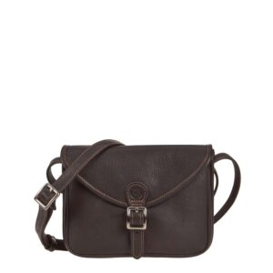 Umhängetasche verstellbarer Schultergurt Leder mocca 18x14cm | Sonnenleder Ibiza Damen. Hochwertige Lederqualität für eine strukturierte Tasche.