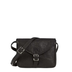 Umhängetasche verstellbarer Schultergurt Leder schwarz 18x14cm | Sonnenleder Ibiza Damen. Elegante Handtasche für einen organisierten Auftritt.