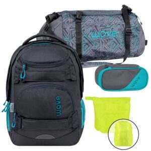 Wave Schulrucksack Set Infinity Move "Grey Lagoon" mit Regenschutz