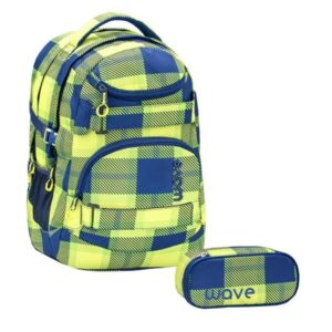 Wave Schulrucksack Set NEON PATTERN 2teilig mit Schlamper