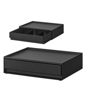 Aufbewahrungsschale Schublade Metall 27x7x21cm | Yamazaki Tower Mehrzweckablage Schreibtisch Küchenorganizer Badablage Kaffeestation Ordnungssystem