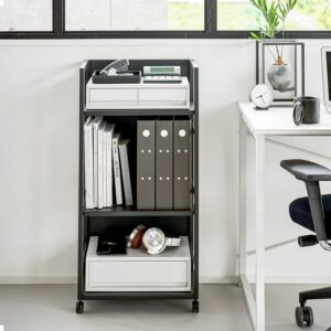Yamazaki Aufbewahrungswagen 3 Ebenen platzsparend Tower – Metall schwarz. Die ideale Lösung für moderne Akzente und perfekte Übersicht im Haushalt.