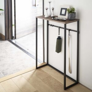Yamazaki Konsolentisch schmal 80cm hoch 60x18cm Metall schwarz. Platzsparender Beistelltisch ideal als schmale Ablage im Flur oder Wohnzimmer.