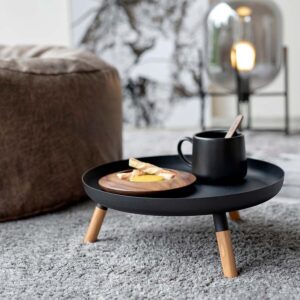 Yamazaki Beistelltisch flach rund 32x13cm Metall Holz schwarz. Ein vielseitiges Allroundtalent als kompakte Ablage oder Dekoschale für Ihr Zuhause.